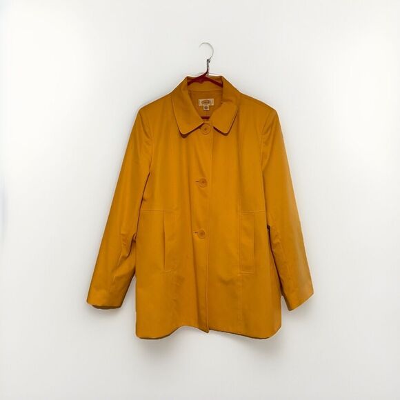 Vintage Talbots Yellow Coat Womens Plus Sz 18 Pockets Classic Preppy 100% Cotton - Picture 1 of 5